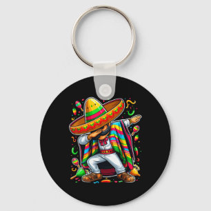 Dabbing Mexican Poncho Cinco De Mayo  Keychain