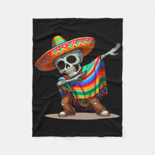 Dabbing Mexican Poncho Cinco De Mayo Men Sombrero Fleece Blanket