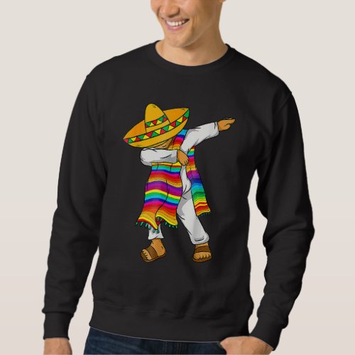 Dabbing Mexican Poncho Cinco De Mayo  Serape Blank Sweatshirt