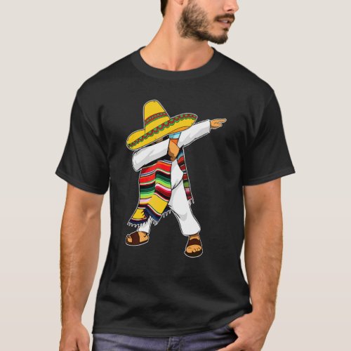 Dabbing Mexican Poncho Cinco De Mayo Sombrero T_Shirt