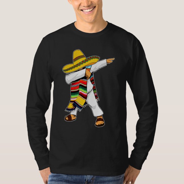 Dabbing Mexican Poncho Cinco De Mayo Sombrero T-Shirt (Front)