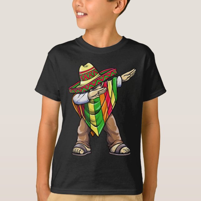 Dabbing Mexican Poncho Cinco De Mayo  T-Shirt (Front)