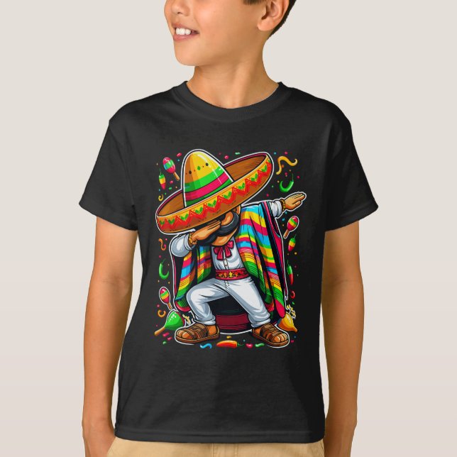 Dabbing Mexican Poncho Cinco De Mayo  T-Shirt (Front)
