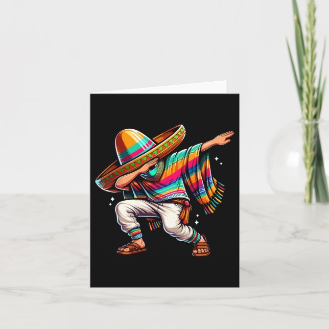 Dabbing Mexican Poncho Sombrero Dab Boy Fiesta Cin Card (Front)