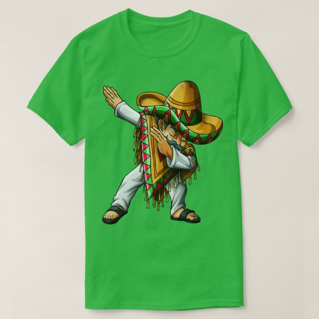 Dabbing Mexican Poncho Sombrero Dab Cinco de Mayo  T-Shirt (Design Front)