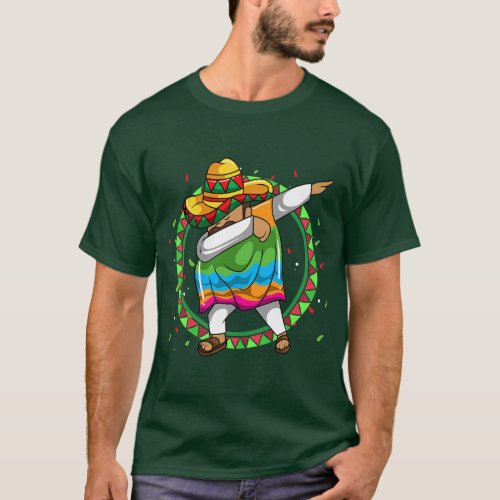 Dabbing Mexican Poncho Sombrero Funny Cinco De May T_Shirt
