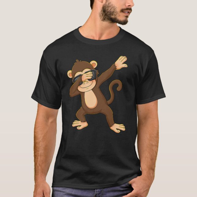 Dabbing Monkey For Kids Boys Girl Monkey Lover Chr T-Shirt (Front)
