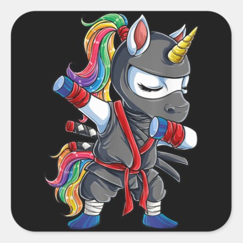 Dabbing Ninja Unicorn Square Sticker