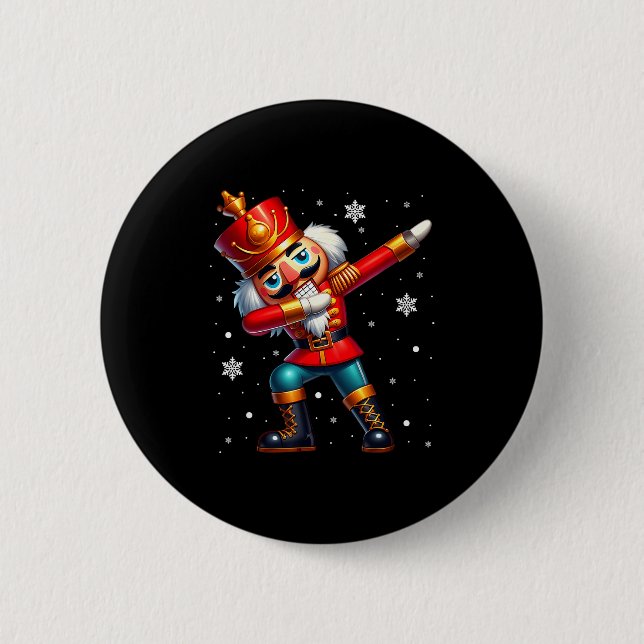 Dabbing Nutcracker Christmas Costume Matching Fami Button (Front)