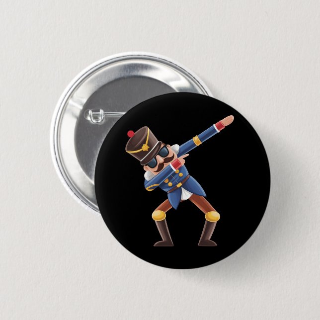 Dabbing Nutcracker Christmas Holiday Button (Front & Back)