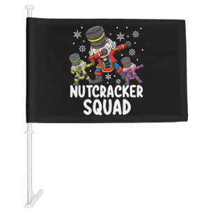 Dabbing Nutcracker Cousin Squad Funny Matching Car Flag