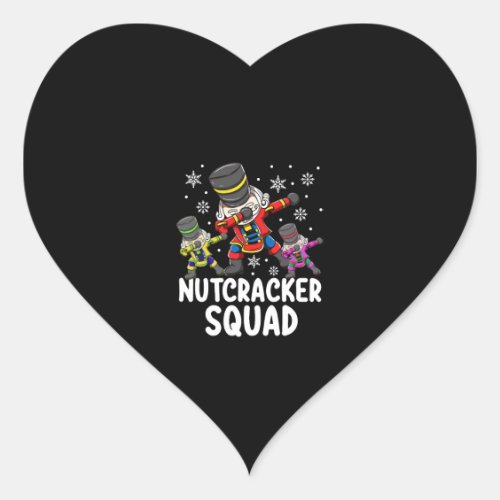 Dabbing Nutcracker Cousin Squad Funny Matching Heart Sticker