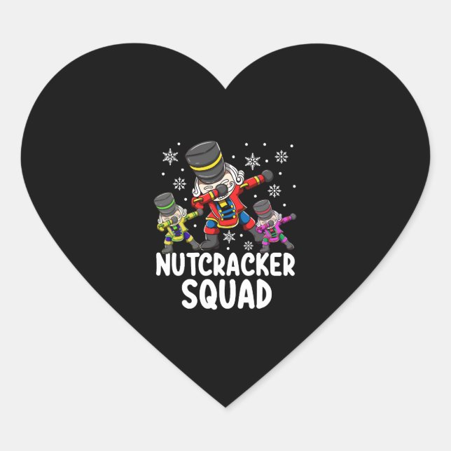 Dabbing Nutcracker Cousin Squad Funny Matching Heart Sticker (Front)