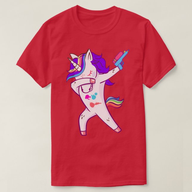 Dabbing Paintball Funny Unicorn T-Shirt (Design Front)