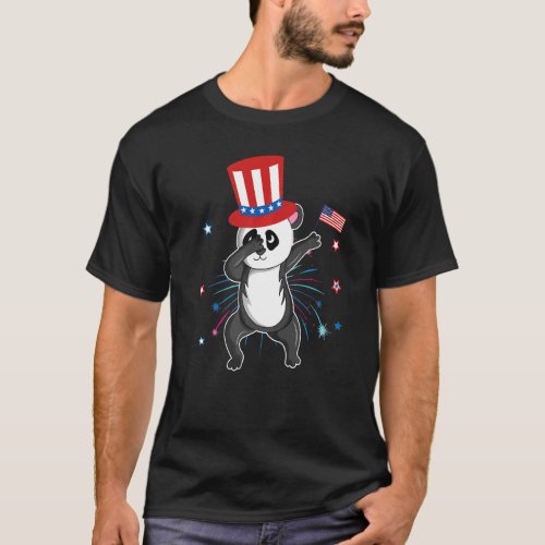 Dabbing Panda 4th Of July Independent Day Patrioti T_Shirt