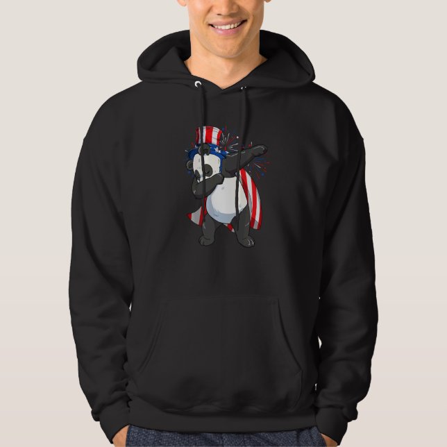 Dabbing Panda Bear With Uncle Sam Hat Usa Flag 4th Hoodie (Front)