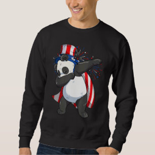 Dabbing Panda Bear With Uncle Sam Hat Usa Flag 4th Sweatshirt
