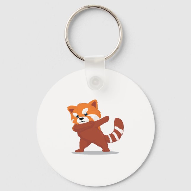 Dabbing Panda - Cute Kawaii Dabbing Red Panda Gift Keychain (Front)