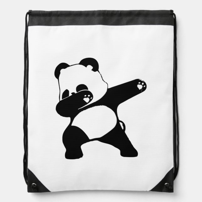 Dabbing Panda  Drawstring Bag (Front)