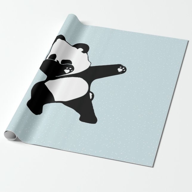 Dabbing Panda, Funny Panda dab dance Wrapping Paper (Unrolled)