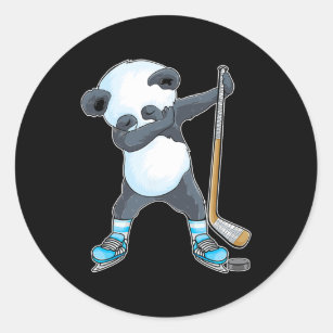 Dabbing panda Ice Hockey panda Kids Boys Fun ice H Classic Round Sticker