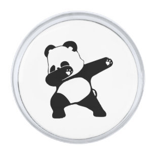 Dabbing Panda Silver Finish Lapel Pin