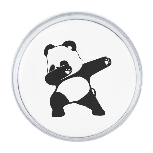 Dabbing Panda  Silver Finish Lapel Pin (Front)