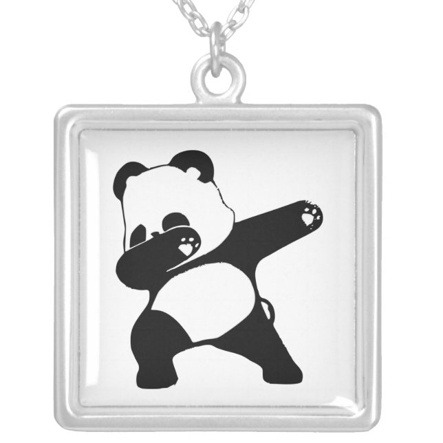 Dabbing Panda  Silver Plated Necklace (Front)