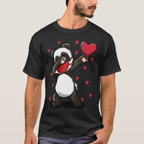 Dabbing Panda Wears Face Mask Gifts for Valentine T_Shirt