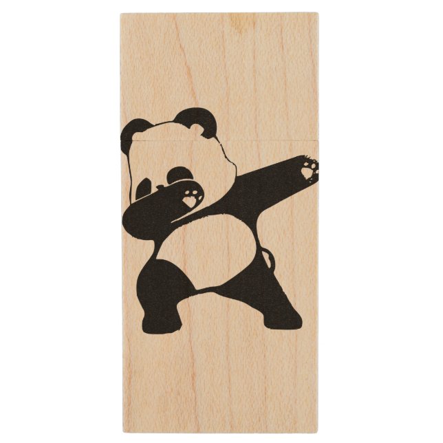 Dabbing Panda   Wood Flash Drive (Front Vertical)