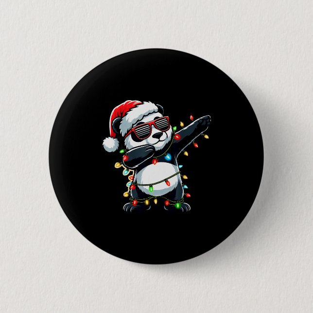 Dabbing Panda Xmas For Kids Boys Girl Panda Lover  Button (Front)