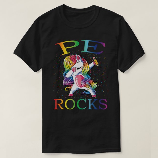 Dabbing PE Teacher Unicorn Tshirt 1st day Of Schoo (Design Front)