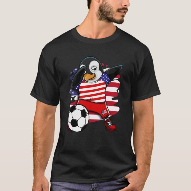 Dabbing Penguin America Soccer Fans Jersey Usa Fla T-Shirt (Front)