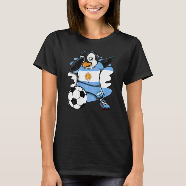Dabbing Penguin Argentina Soccer Fans Jersey Footb T-Shirt (Front)