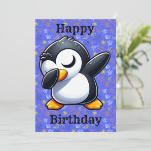 Dabbing penguin birthday card