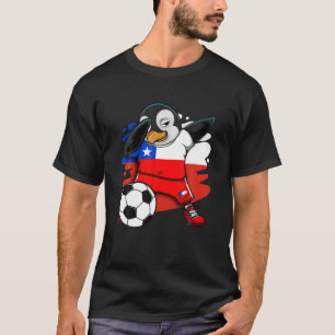 Dabbing Penguin Chile Soccer Fans Jersey Flag Foot T-Shirt