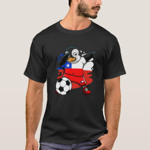 Dabbing Penguin Chile Soccer Fans Jersey Flag Foot T-Shirt