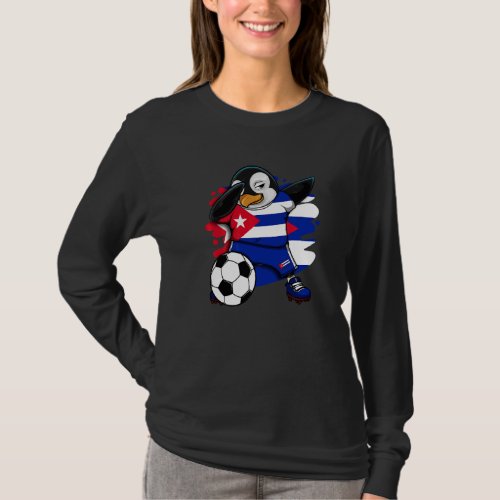 Dabbing Penguin Cuba Soccer Fans Jersey Football   T_Shirt