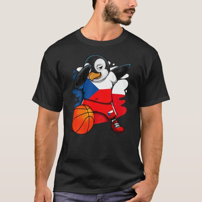 Dabbing Penguin Czech Republic Basketball Fans Jer T-Shirt (Front)