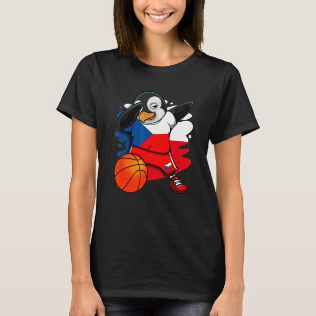 Dabbing Penguin Czech Republic Basketball Fans Jer T-Shirt (Front)