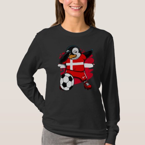 Dabbing Penguin Denmark Soccer Fans Jersey Footbal T_Shirt