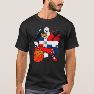 Dabbing Penguin Dominican Republic Basketball Fans T-Shirt