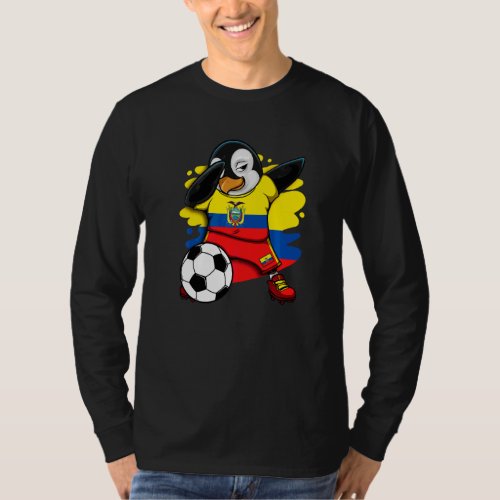 Dabbing Penguin Ecuador Soccer Fans Jersey Footbal T_Shirt