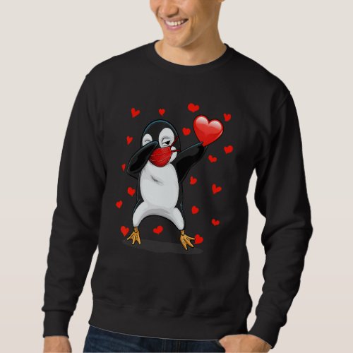 Dabbing Penguin Face Mask Dab Dance Funny Valentin Sweatshirt