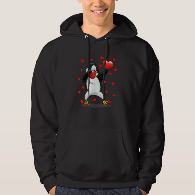 Dabbing Penguin Face Mask Dab Dance Valentine Boy  Hoodie (Front)