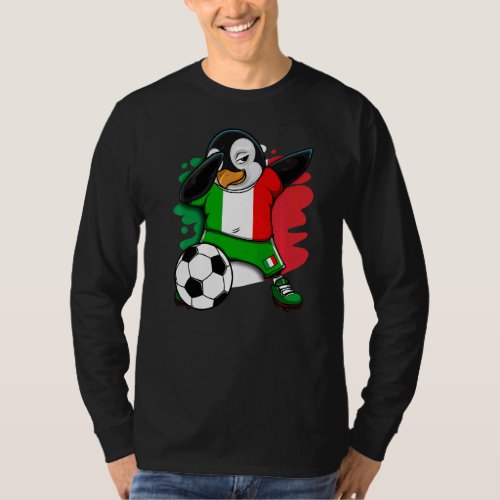 Dabbing Penguin Italy Soccer Fans Jersey Flag Foot T_Shirt