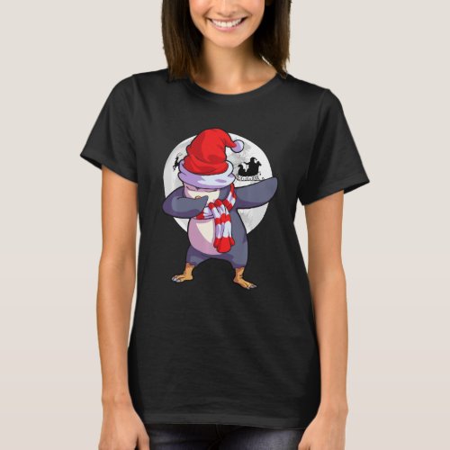 Dabbing Penguin  Kids Boys Girls Santa Hat Christm T_Shirt