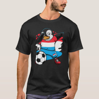 Dabbing Penguin Luxembourg Soccer Fans Jersey Foot T-Shirt