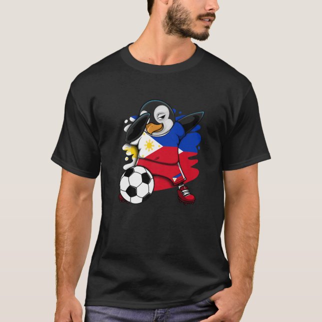 Dabbing Penguin Philippines Soccer Fans Jersey Fla T-Shirt (Front)