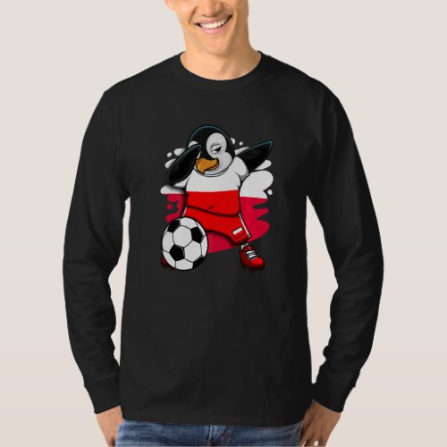 Dabbing Penguin Poland Soccer Fans Jersey Football T_Shirt